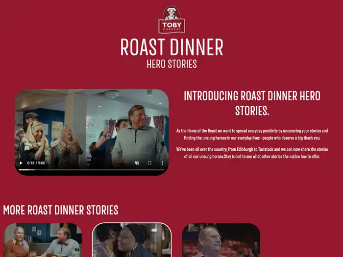 Screenshot of toby carvery roast